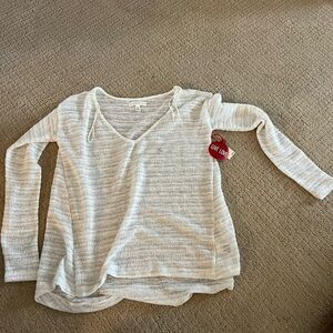 Aeropostale White and Silver V-Neck Sweater Soft and Cozy